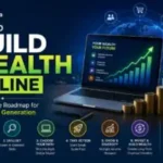 How to build wealth online complete roadmap showing five stages from mindset and skills to income investing and financial freedom for digital earners in 2026