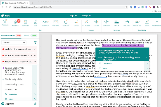 Illustration of how ProWritingAid provides insights that go beyond grammar