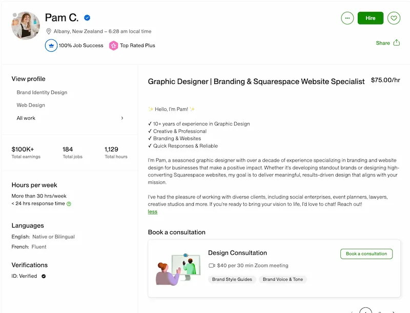 Upwork Top Rated freelancer profile showing clear niche headline verified earnings and strong reviews for beginners learning how to start freelancing in 2026